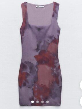 Zara Pink and Purple Bodycon Mini Dress Size Large